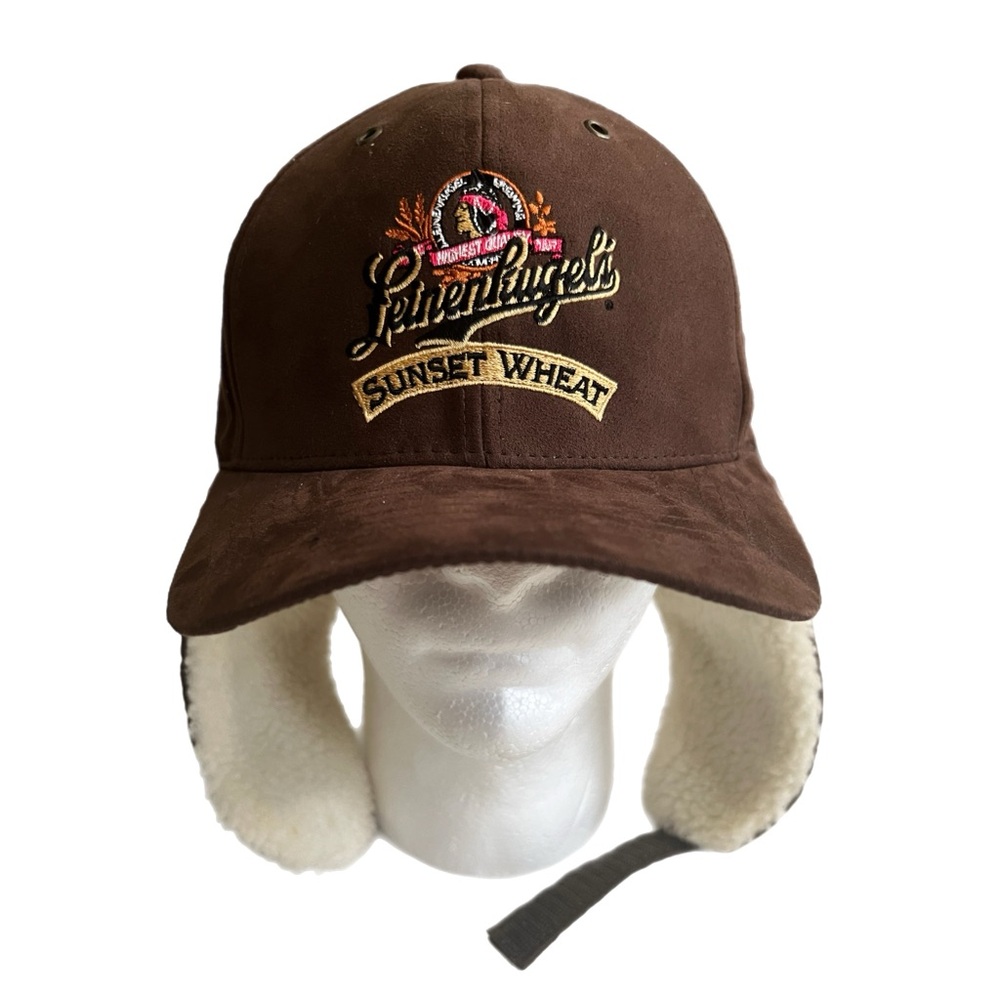 Leinenkugels Sunset Wheat Beer Faux Suede Lined Ear Flap Trapper Hat L/XL